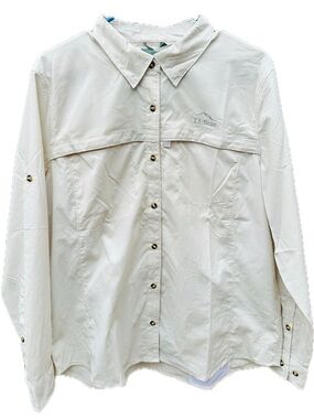 L.L. Bean Tropicwear Shirt Womens L UPF 50+ SunSmart Silver Birch